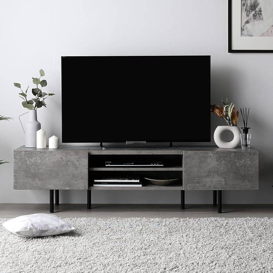 Amazon｜RASIK テレビ台 55型 対応 150cm幅 ストーングレー ローボード