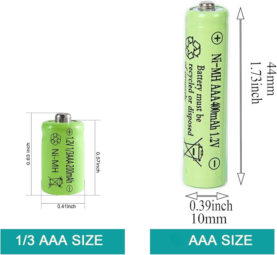 1/3 AAA Size Cell 200mAh 1.2V NiMH Rechargeable Batteries with