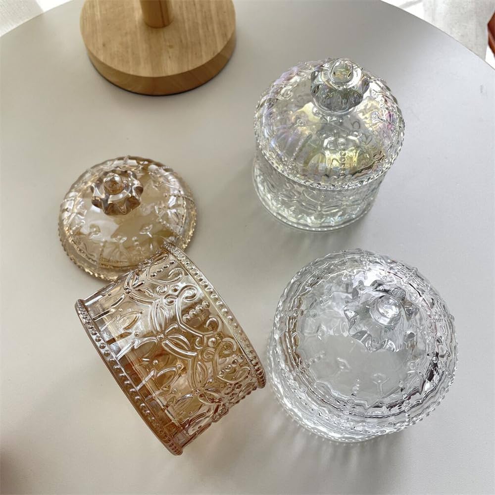 希少南フランスアンティークシュガーポット女性フィギュア付きガラス