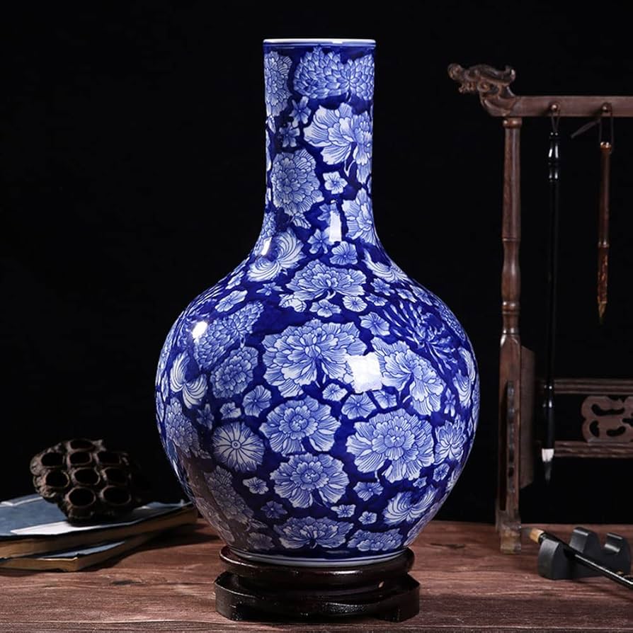 中国風風景画 陶器花瓶