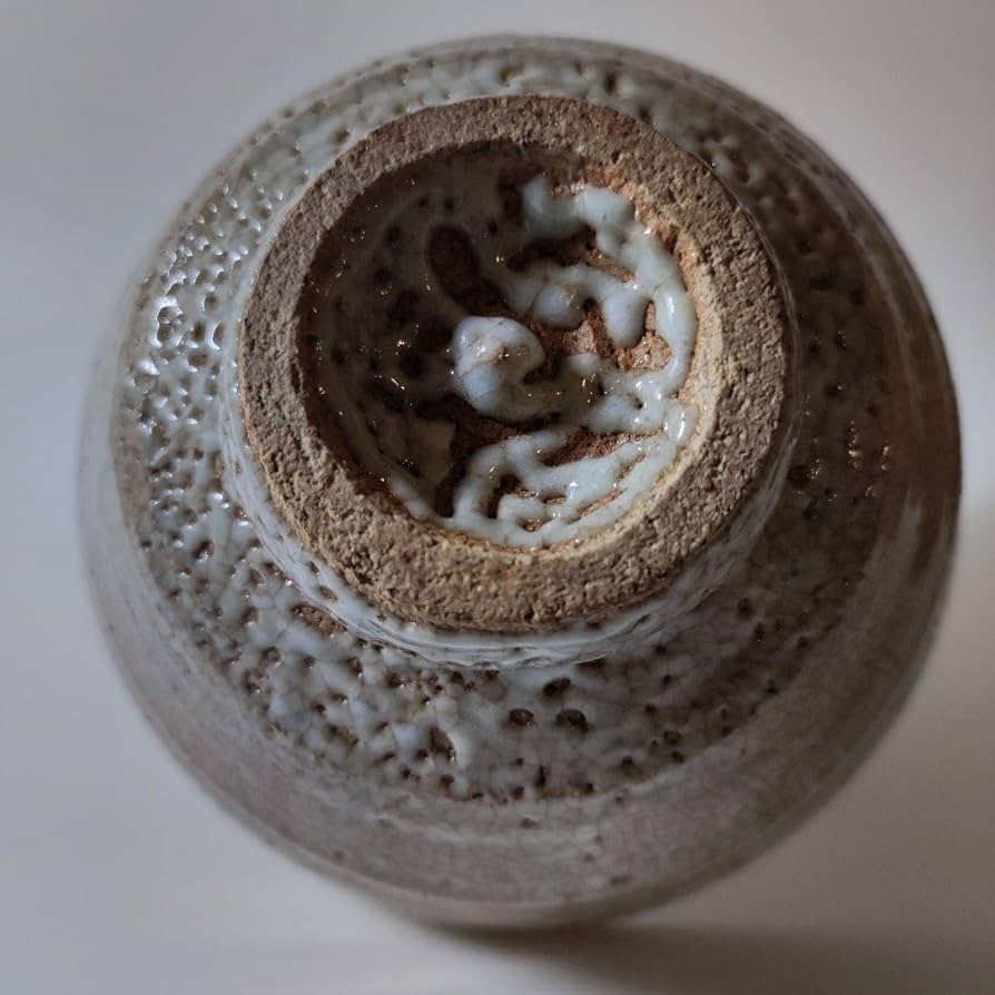 花瓶□韓国人間国宝 樊川窯安東五作白釉刷毛目唐草