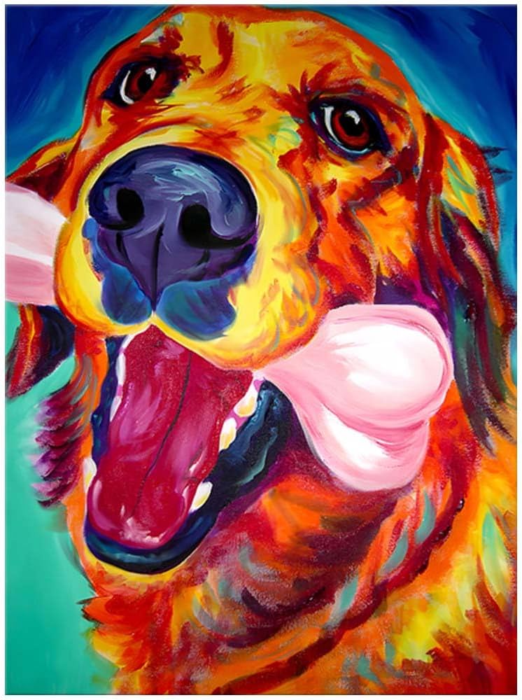 犬の絵「ゴールデンレトリバー 」油彩画 フレーム付き（面版なし） 犬