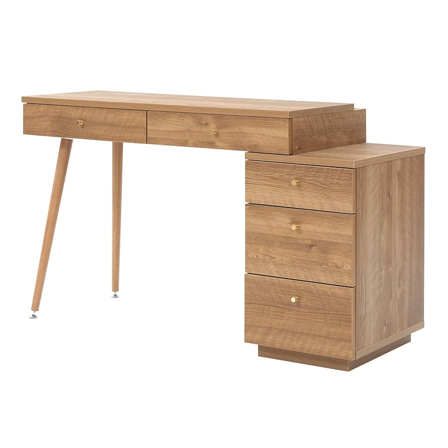 超美品】LOWYA/木製デスク/ドレッサー/幅110cm/ナチュラルブラウン