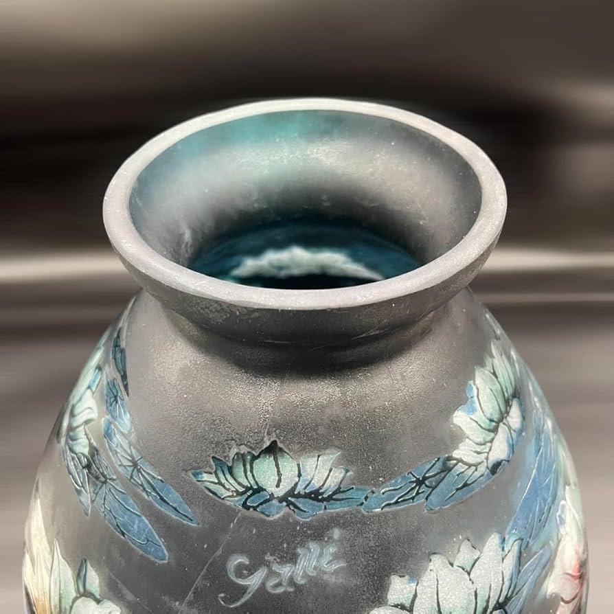 証明書付】希少 エミールガレ 花瓶 高さ27.5cm 幅12cm カメオ彫り 証明