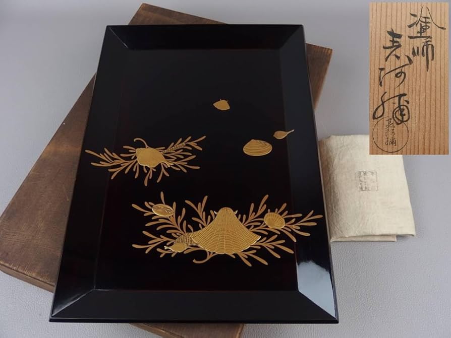 煎茶道具瓢箪胴黒柿蓋製波蒔絵獣骨装飾茶入茶壷MR4656