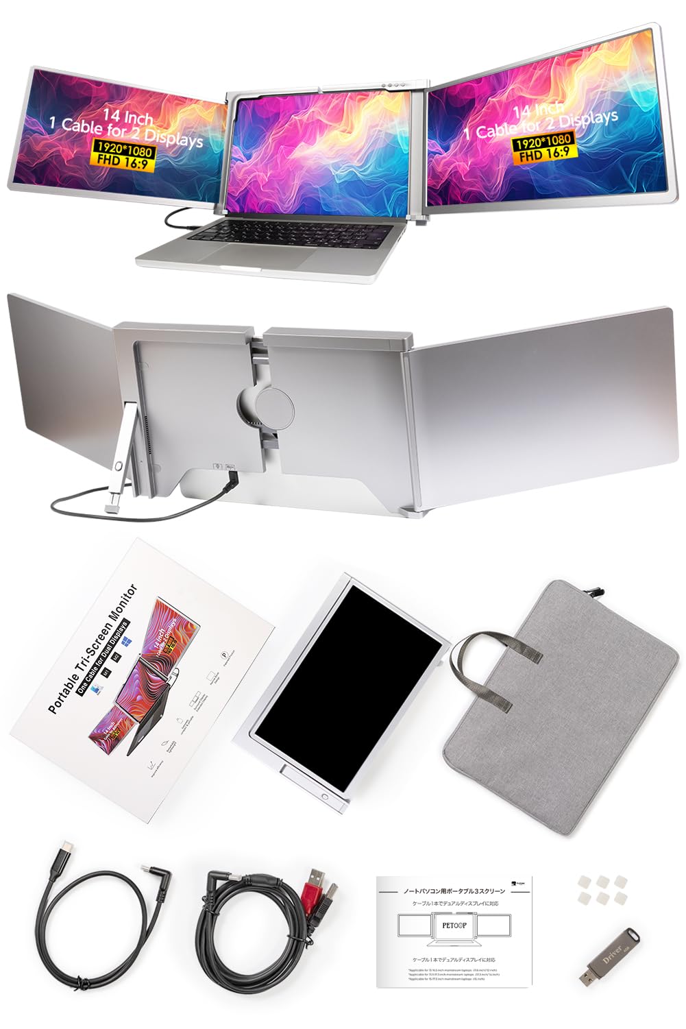 KOGODA モバイルデュアルトリプルモニター 14インチ USBC X70A Amazon