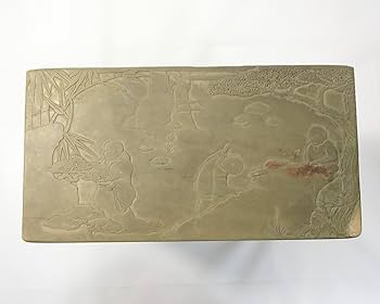 Amazon | 硯石 端渓硯 緑端 蘭亭硯 12吋 （300×195×100mm） | 硯