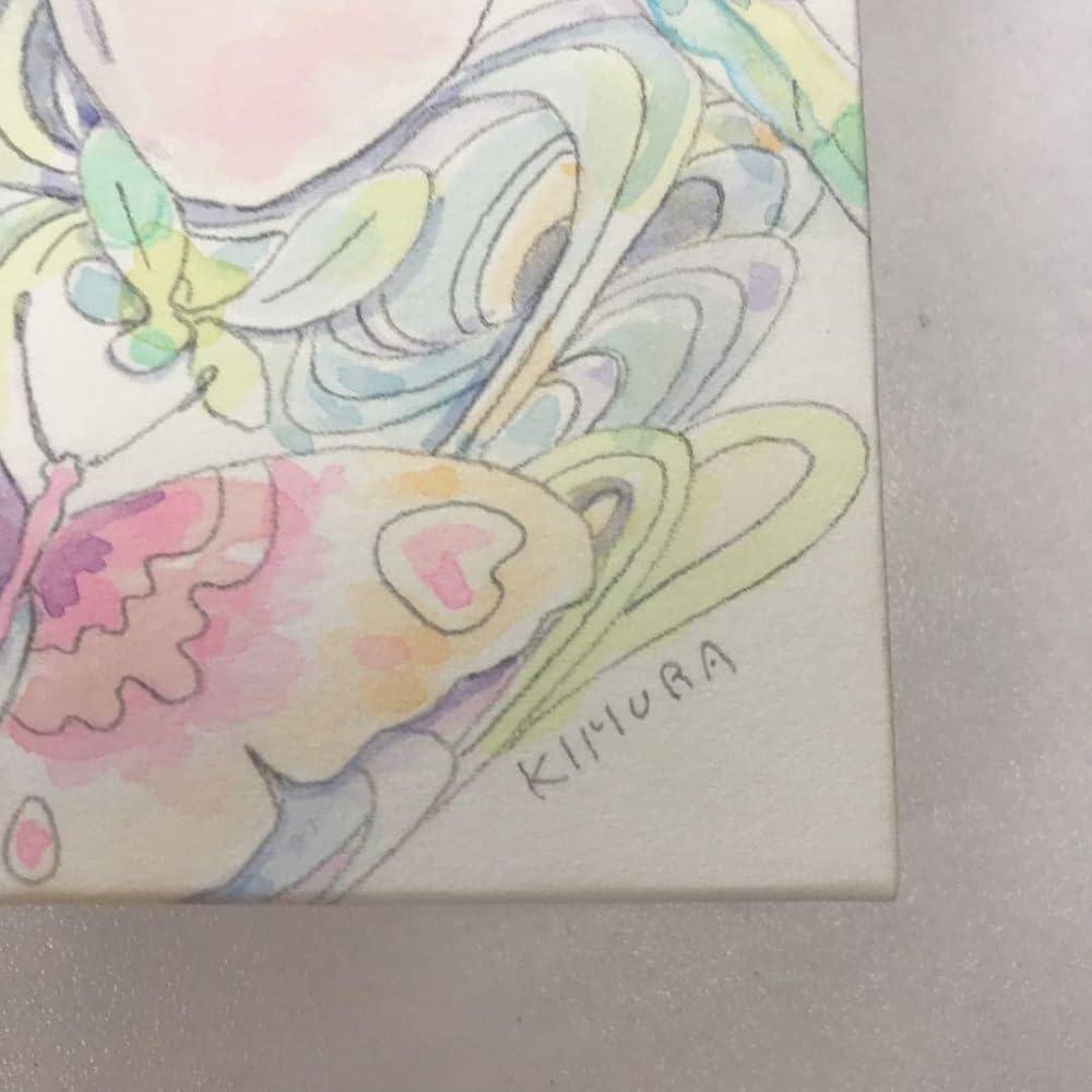 ☆木村智博「密かに」アクリルガッシュ 色鉛筆 鉛筆 マット付き ☆木村