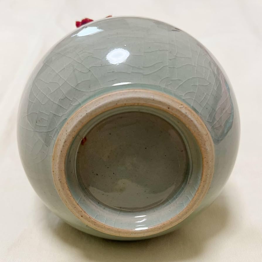 Amazon.co.jp: 大堀相馬焼 大陶窯 走り駒図 貫入柄 瓢箪型 青磁花瓶