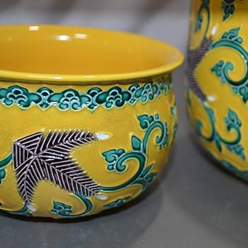 R146 皆具 『平安 昭阿弥造』『黄交趾』『台子皆具』 共箱 茶道具