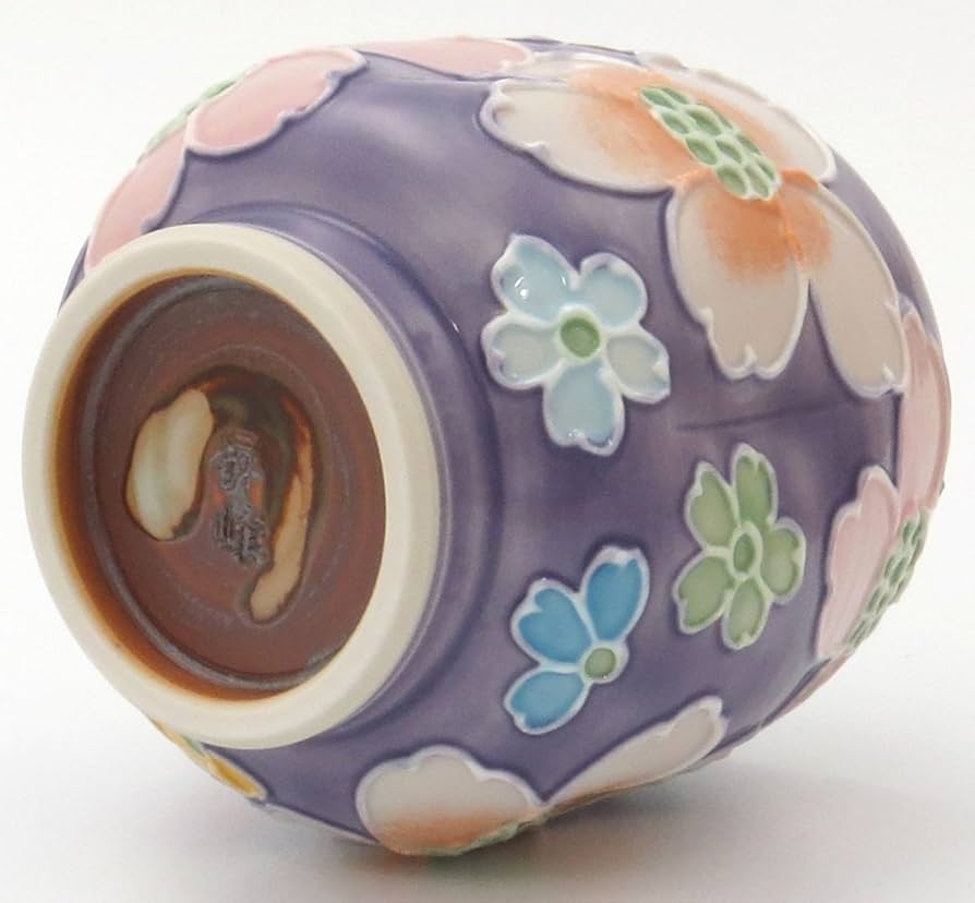 Amazon.co.jp: 京焼 清水焼 昇峰窯 湯呑 大 交趾花尽くし (紫) A5-3大