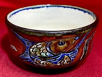 沖縄 やちむん 新垣勲 壺屋焼 飾り壺 鳥 魚 赤絵 陶器製 土もの 沖縄