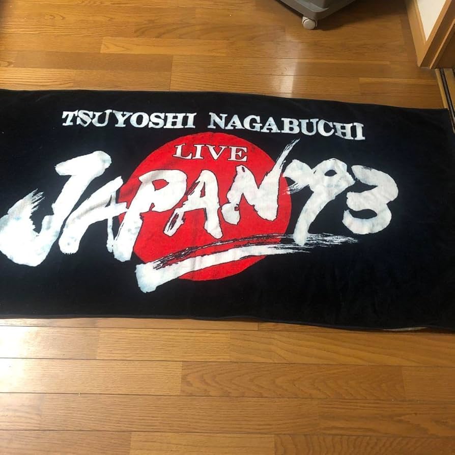 当時物 ] 長渕剛 1993年 LIVE グッズ バスタオル 黒 赤 白 大判 タオル