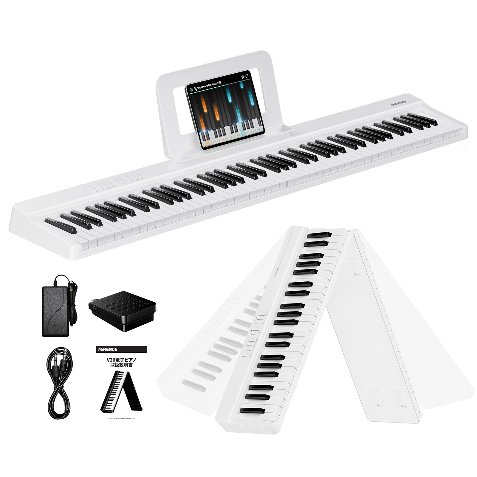 電子ピアノ 88鍵盤 折り畳み式 キーボード タッチレス コンパクト