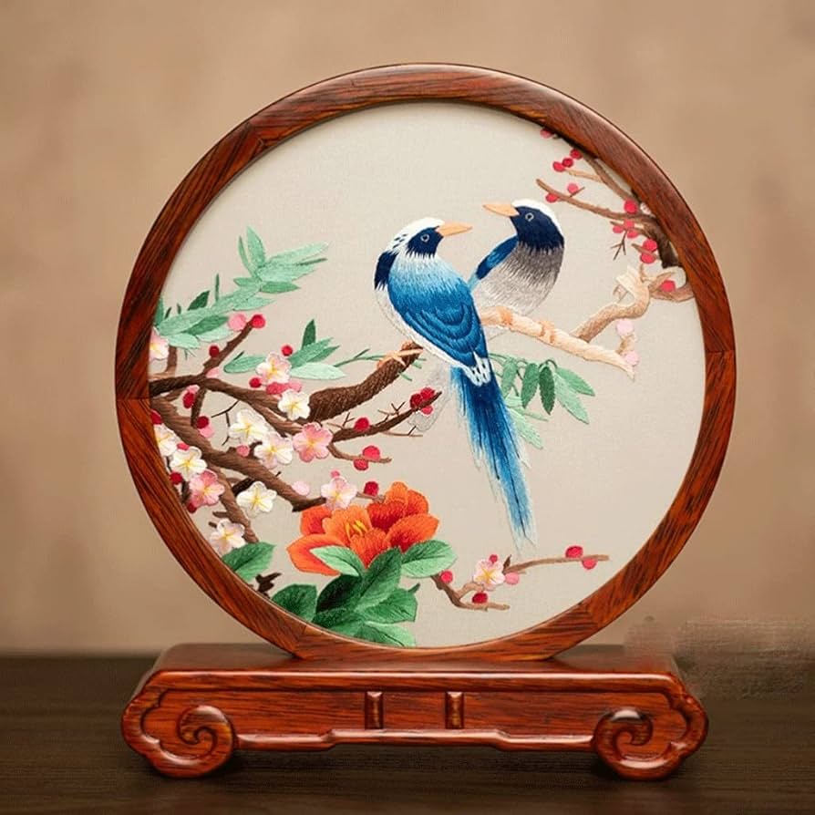 中国の古い刺繍飾り、西湖風景、骨董品 中国の古い刺繍飾り、西湖風景、