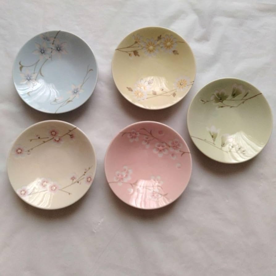 蔵出し 骨董 小皿 5枚セット うさぎ 風炉釜 桃図 蔵出し 骨董 小皿 5枚