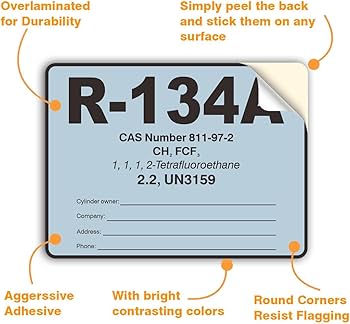 Amazon.co.jp: R134A HVAC/Rラベル R-134A 色分けされた冷媒IDラベル