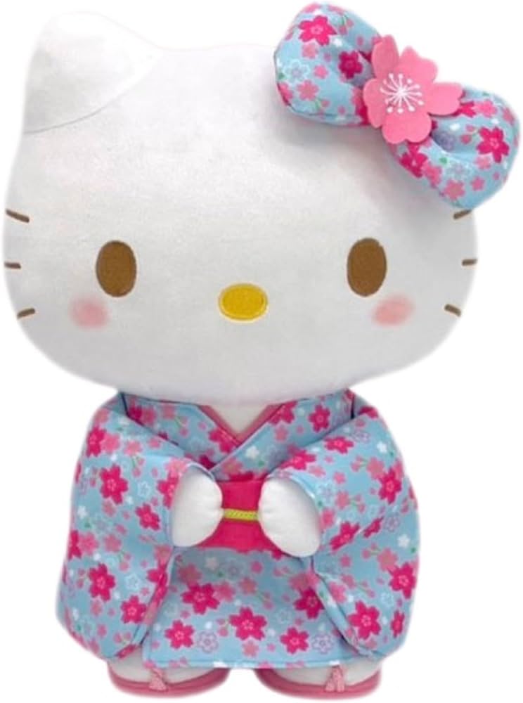 Amazon.co.jp: サンリオ ハローキティ 桜着物シリーズ 水色 ぬいぐるみ