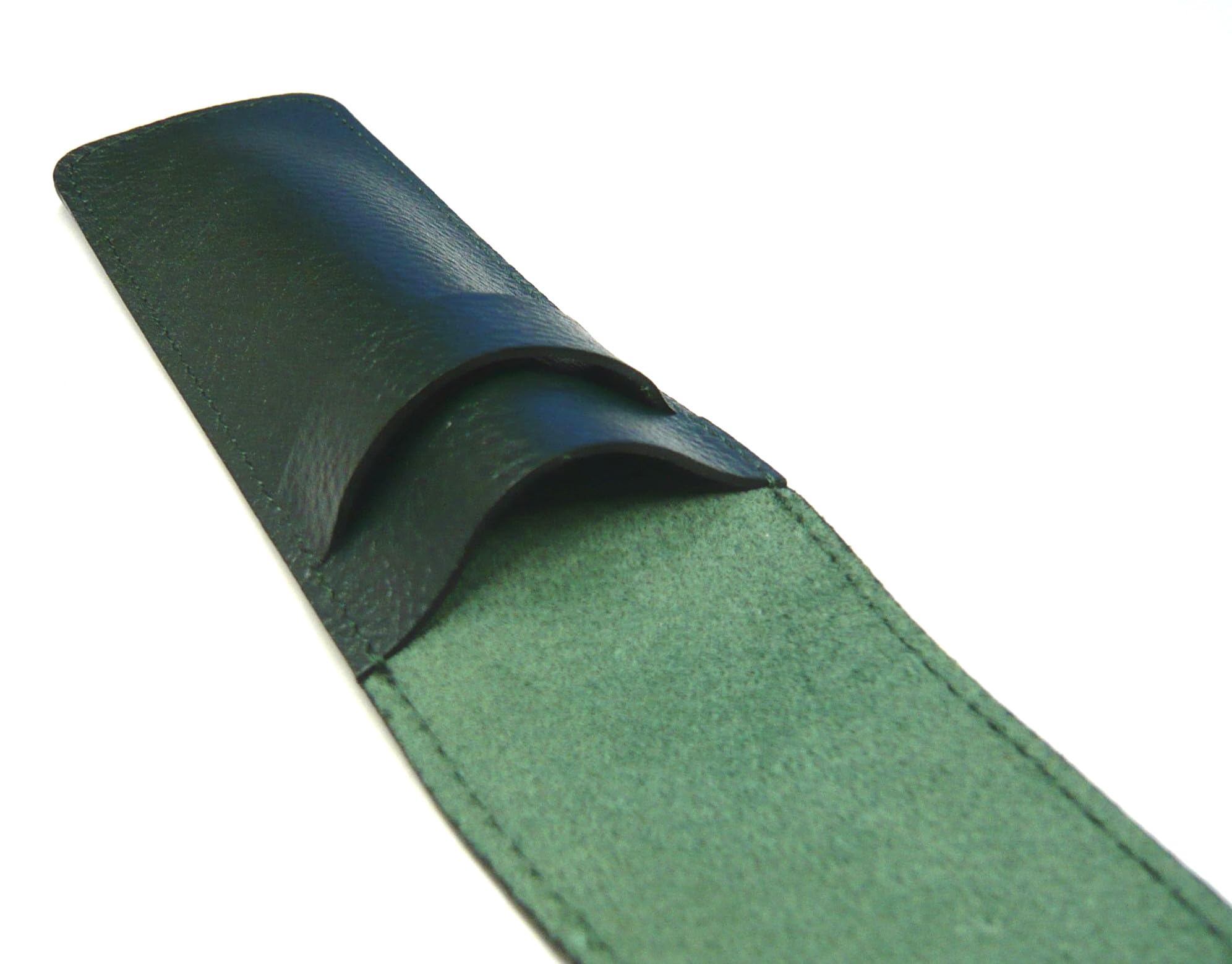 Amazon | シボ革ペンケースモスグリーン メタルタッチ棒青とスリム回転