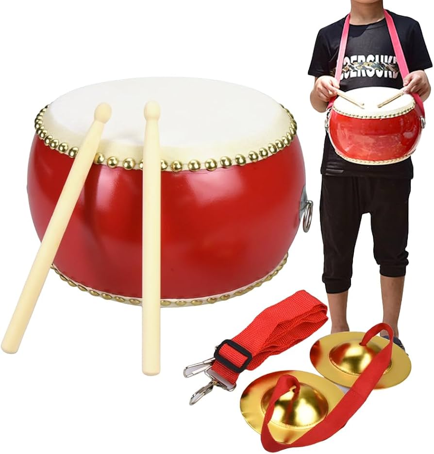 Amazon | 和太鼓セット ミニシンバル付き バチ&首掛けストラップ 牛革