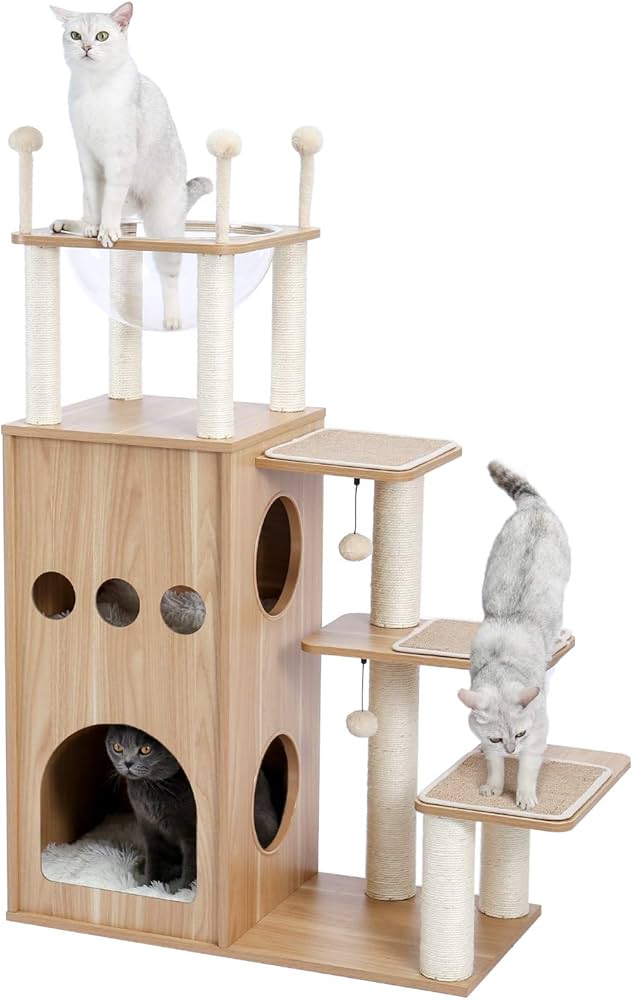 Amazon.co.jp: PETEPELA(ぺテぺラ) キャットタワー 木製 宇宙船 大型猫