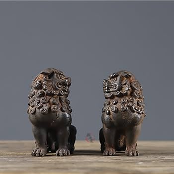 Amazon.co.jp: 狛犬 獅子 一対 シーサー 置物 玄関 風水グッズ 厄除け
