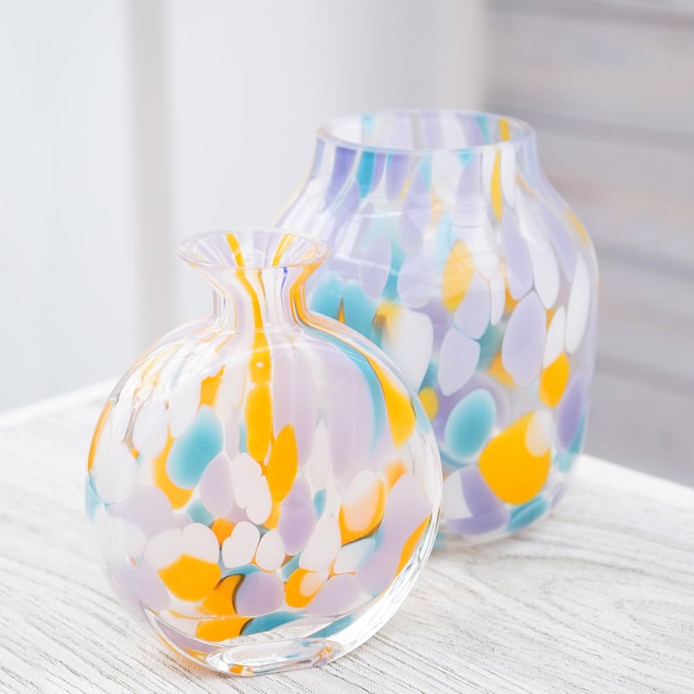 Amazon.co.jp: はなみどり マーブルグラス 小 ブルー 花瓶 花器