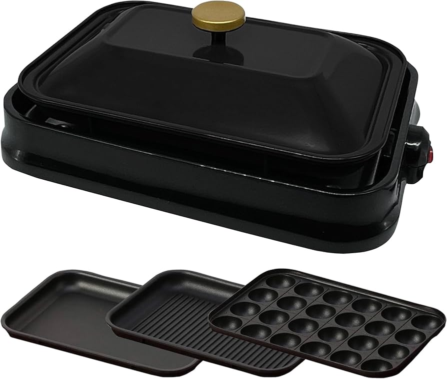 大容量グリル鍋 ホットプレート 3way 1200W 焼肉プレート たこ焼き 大