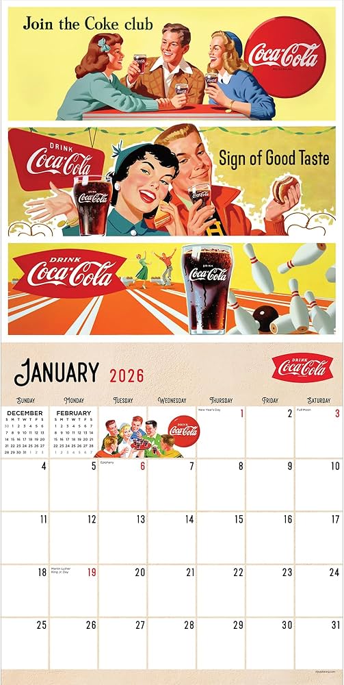 Amazon | TF Publishing 2026コーラ:ヴィンテージノスタルジア壁掛け