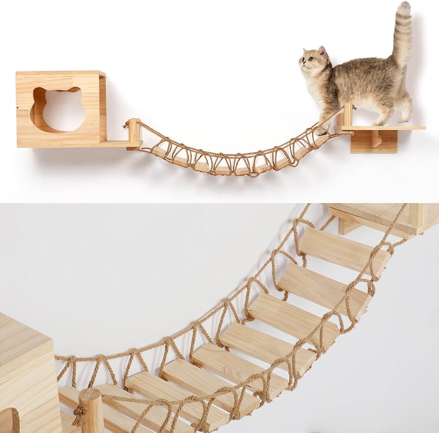 ステップ シンプル 吊り橋 木製 キャットウォーク 71453HPoHIL._UF350