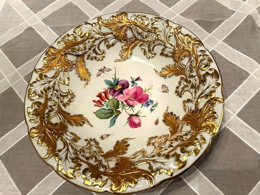 マイセン 金彩 「夏の花束」アルトツィアレリーフ 絵皿 直径 34.5