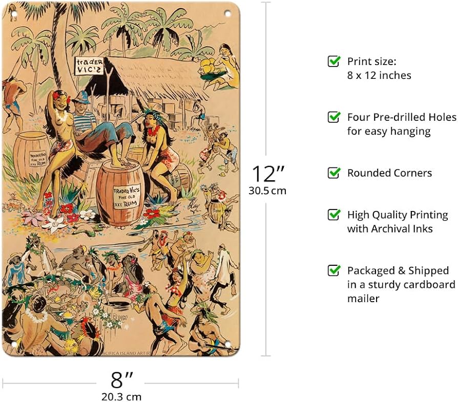 Amazon.com: Pacifica Island Art Trader Vics Tiki Bar Menu Cover