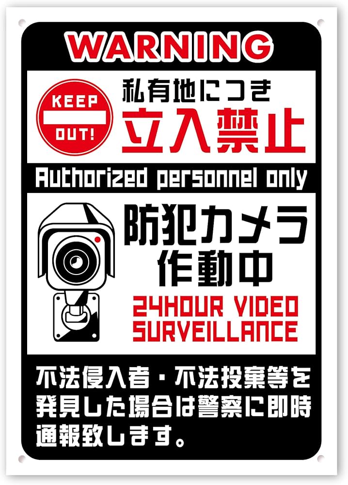Amazon | SignStore 私有地につき立入禁止 防犯カメラ作動中 看板 A4