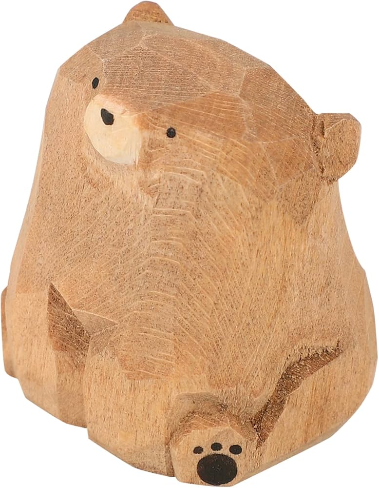 Amazon.co.jp: GRIRIW 木製彫刻されたクマの置物 独特な造形と合理的