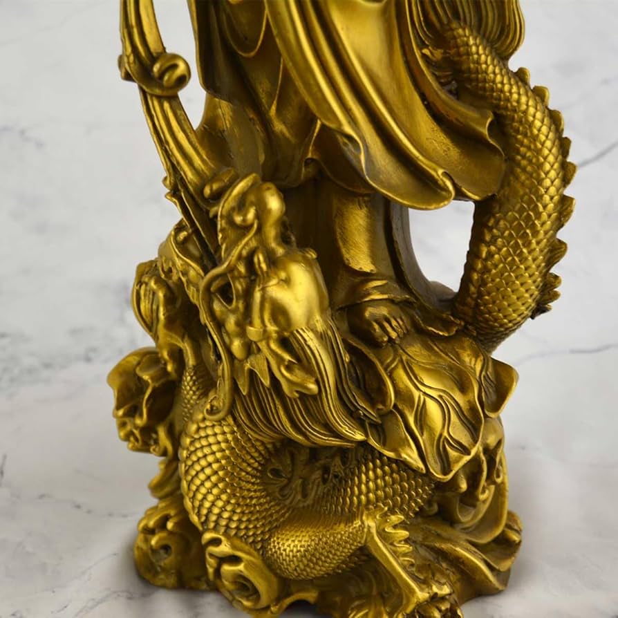 Amazon｜龍頭観音 騎龍観音 20cm 30cm 4本爪 観音菩薩 銅製 観音像