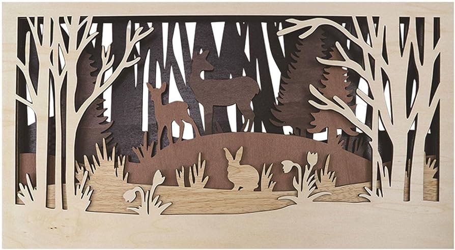 Amazon.co.jp: 彫刻された木の壁の装飾 | 森の動物たちのテーブル