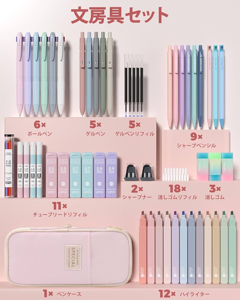 Amazon.co.jp: Four Candies 文房具 56点セット 4色ボールペン