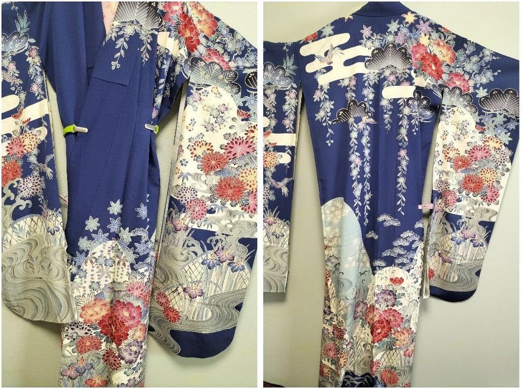 加賀友禅振袖 正絹 藍色 縁起良い柄 成人式 振袖 − 商品一覧｜