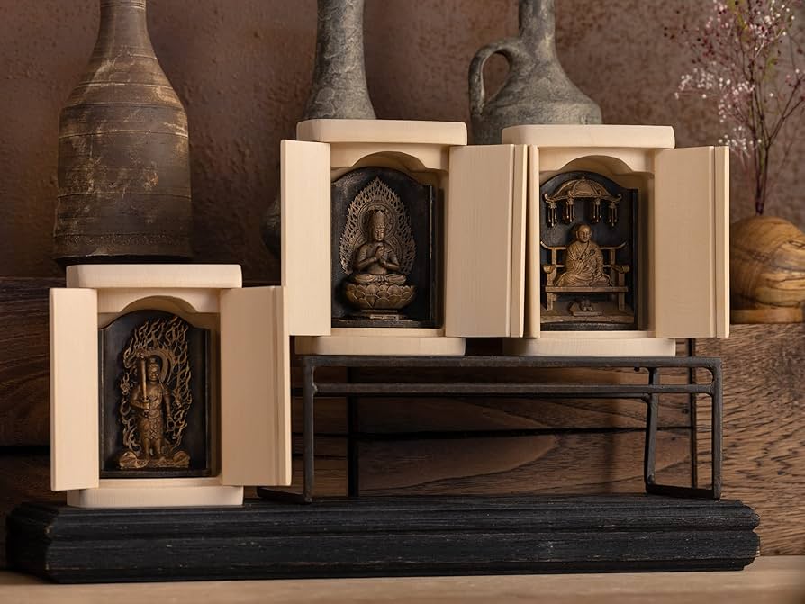 山本雲涛作鋳銅三井寺舞原型紺谷英儀置物共箱MR7831