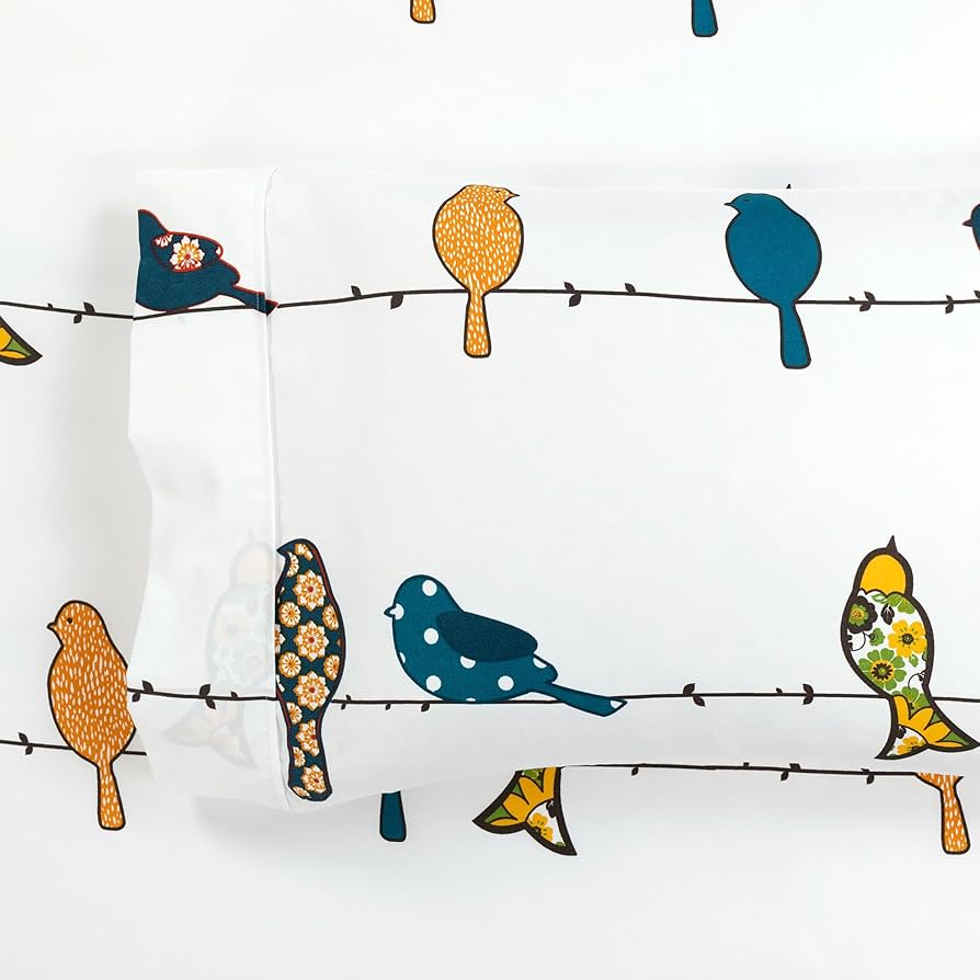 Amazon.com: Lush Decor Rowley Birds Soft Sheet Set, 6 Piece Set