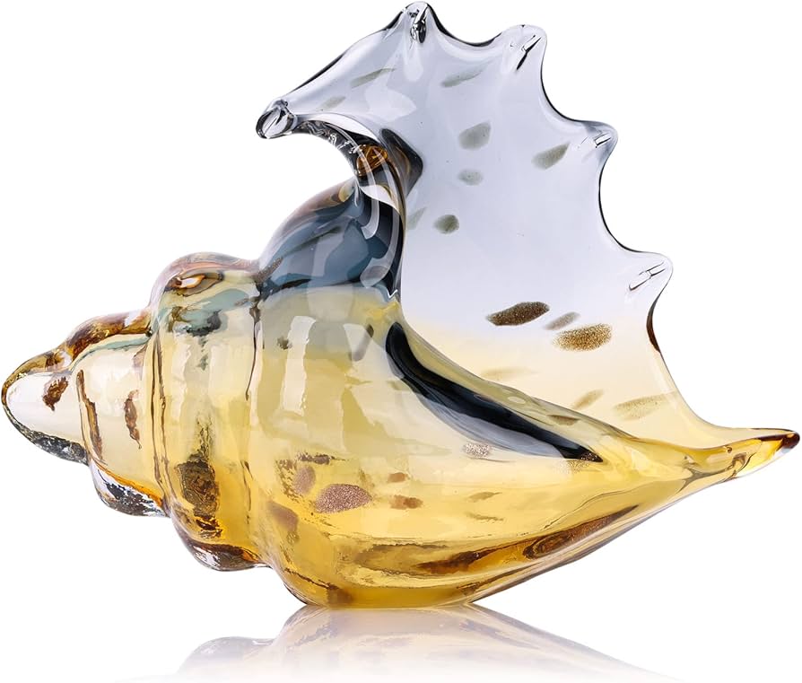 Amazon.co.jp: XMGZQ 手吹きガラス巻き貝像、ガラスアートの置物、貝殻