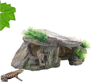 Amazon | 爬虫類 シェルター 日よけ 両生類 隠れ家 樹脂 亀 甲羅干し