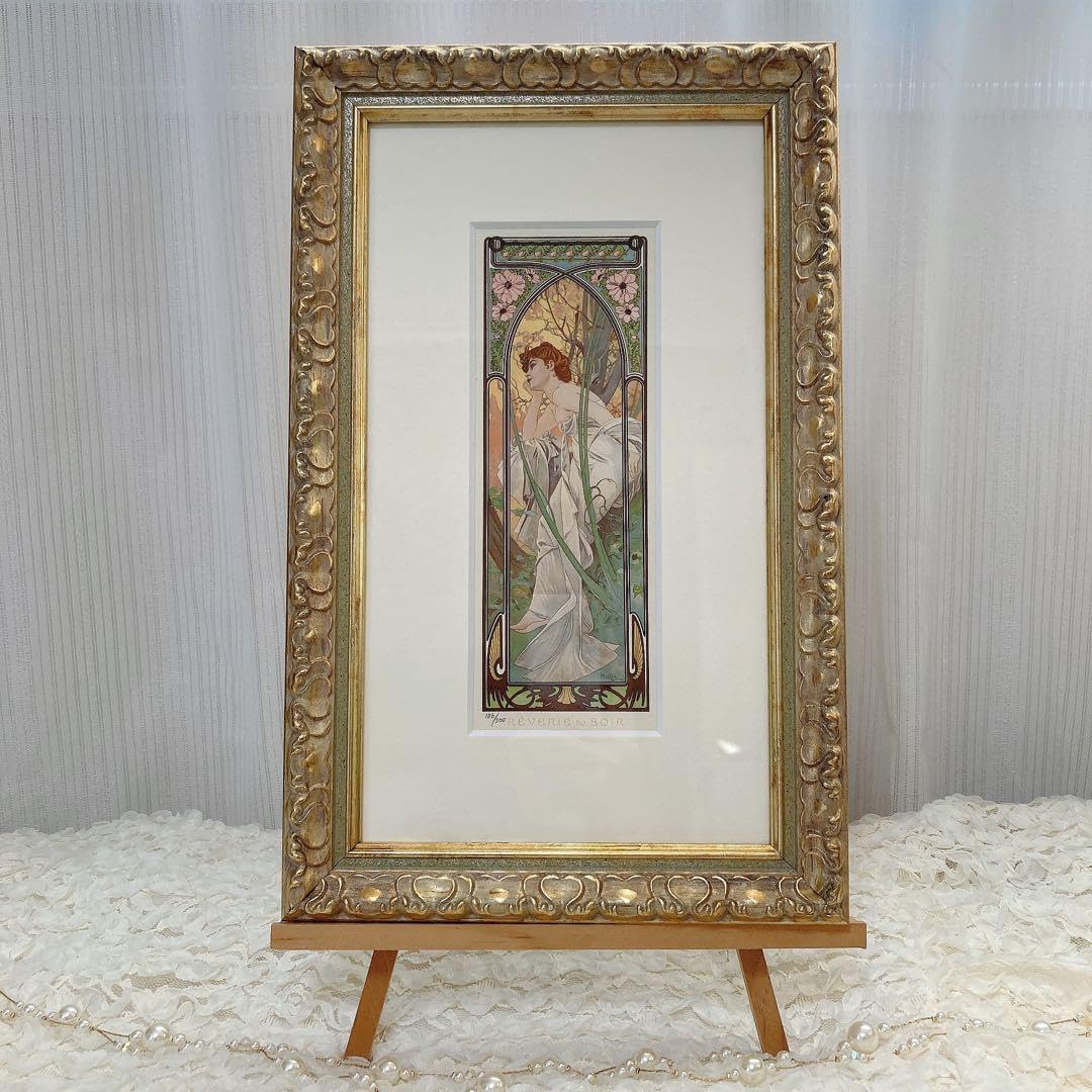 アルフォンス・ミュシャ 四つの花『アイリス』 シルクスクリーン（孔