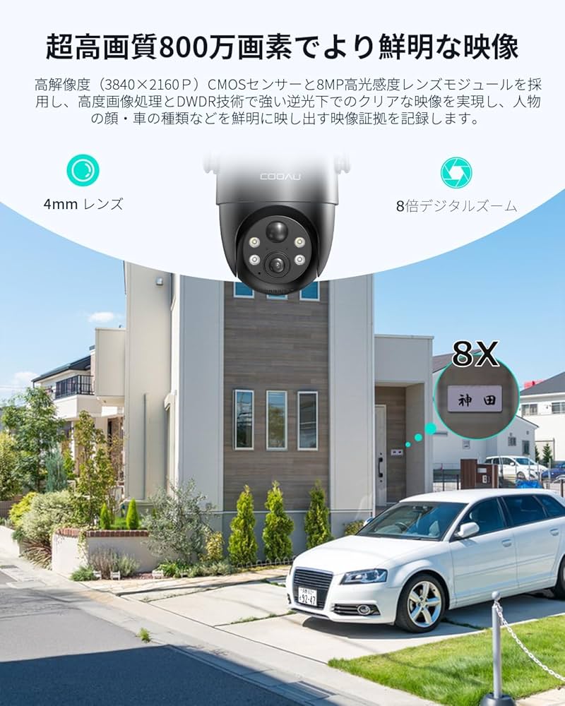 Amazon.co.jp: 「2026 初登場800万超高画素・真ソーラー一体型」COOAU
