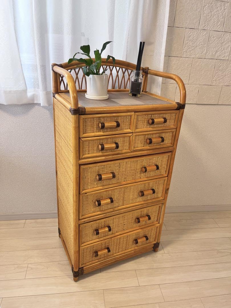 K.F.C☆希少 アンティーク 藤製 棚 タンス 収納家具 K.F.C☆希少