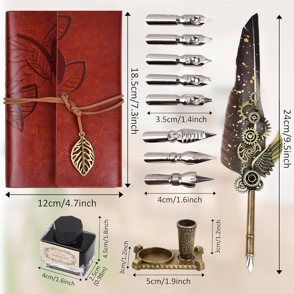 Amazon | 羽ペンとインクセット,書き込み用のアンティーク羽ペン