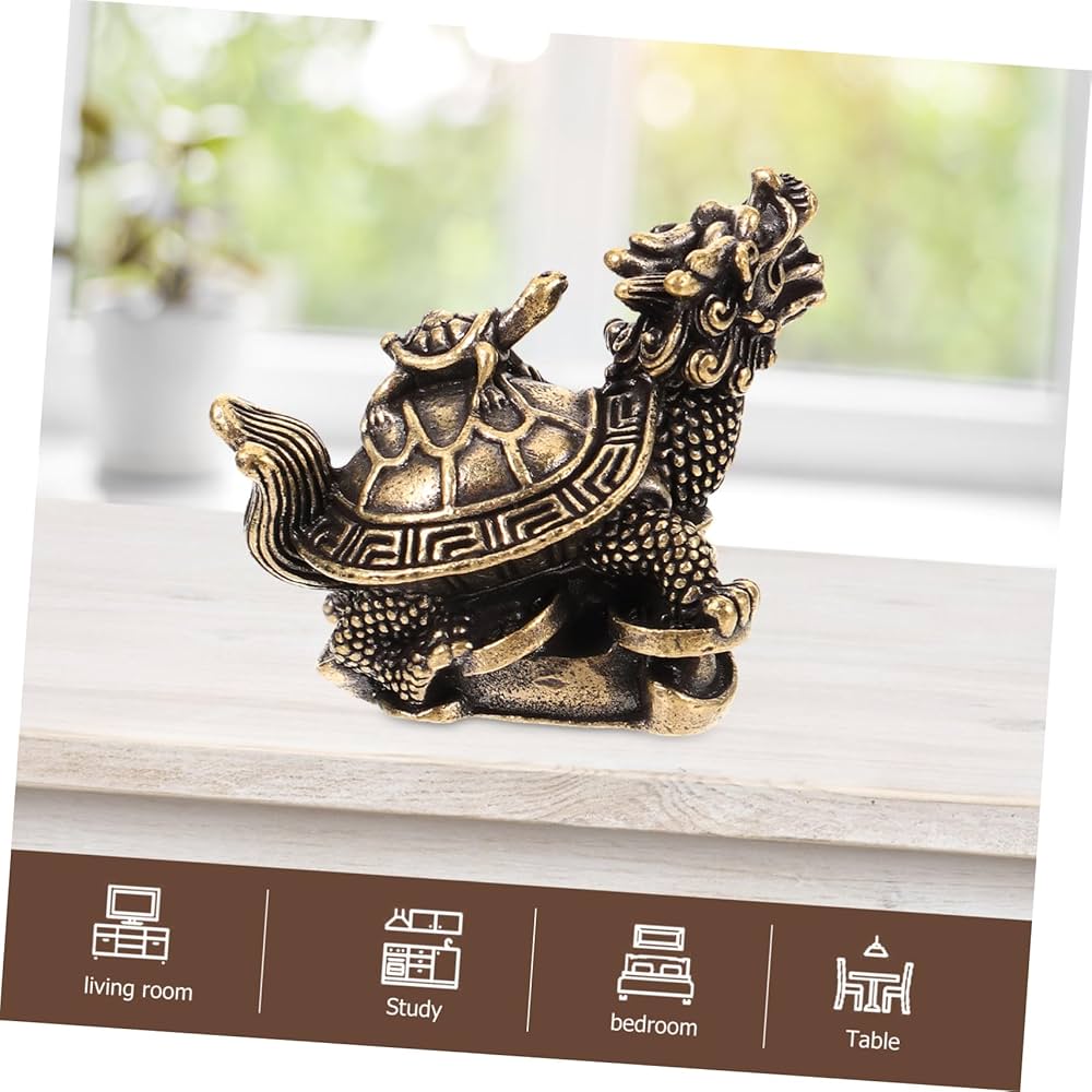Amazon.co.jp: IWOWHERO 銅製の龍亀の像 ミニチュア属動物装飾