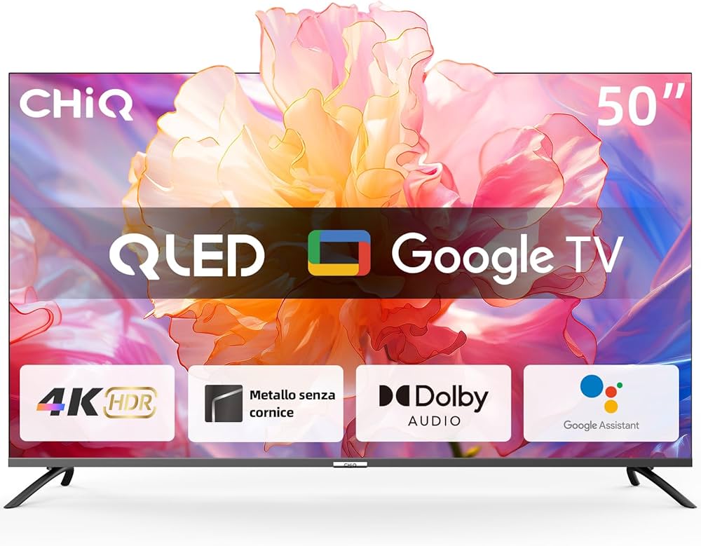 CHIQ 50 Inch 4K QLED Smart TV, UHD Wide Color Gamut with HDR