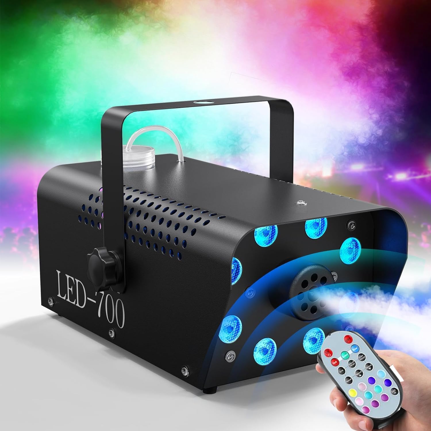 スモークマシン フォグマシン 500W 3 LED RGBモード 赤、緑、青 【公式