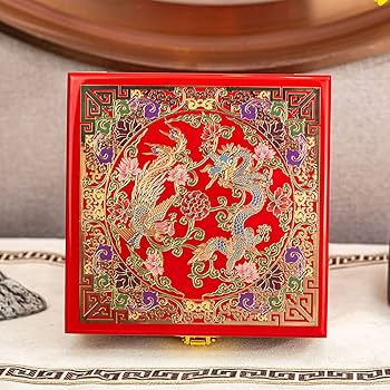 Amazon｜中国風の漆の宝石箱、絶妙な木製の収納箱、縁起の良い美しいを